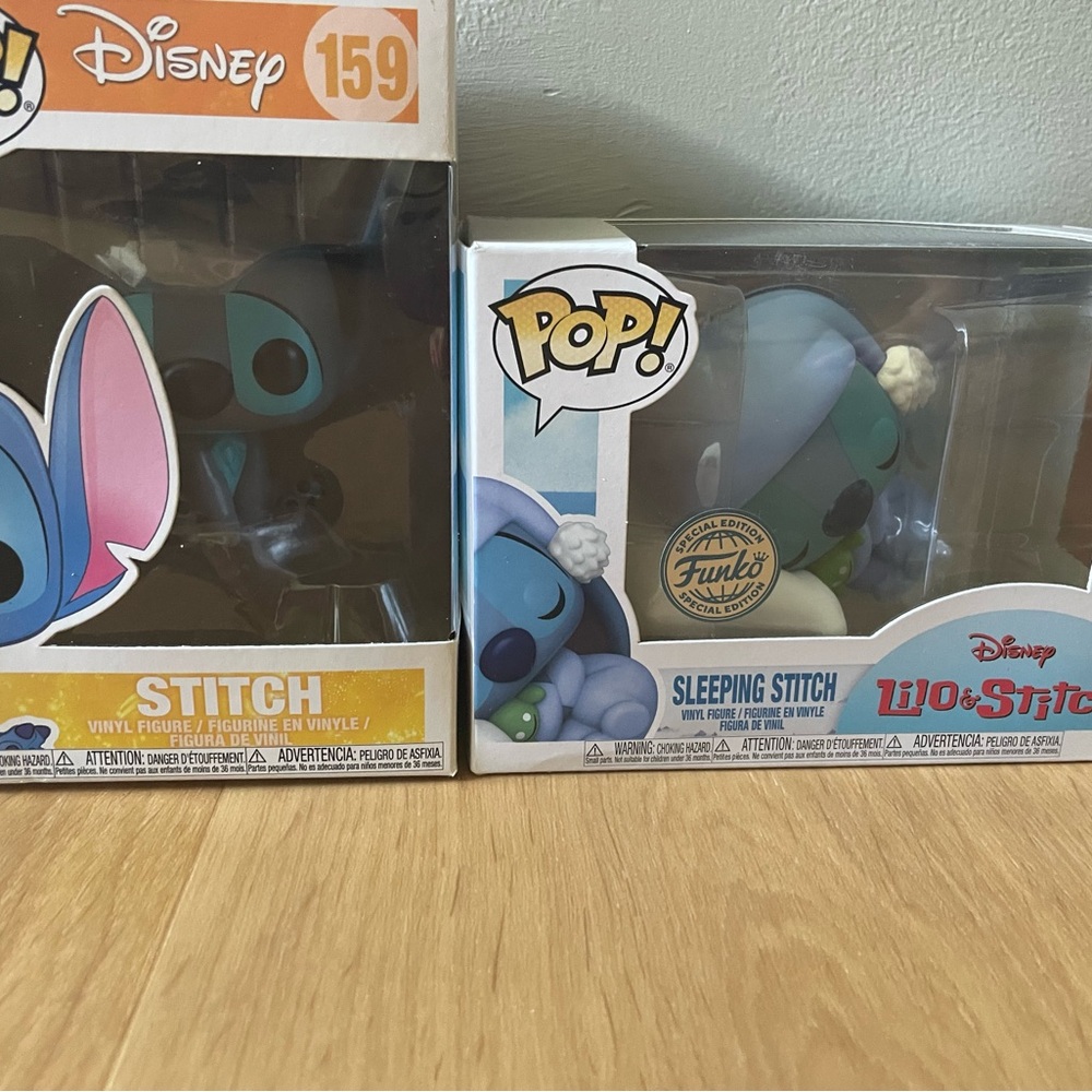 Two new in box Stitch Disney Funko Pop! Sleeping Stitch Vinyl Figure - Blue